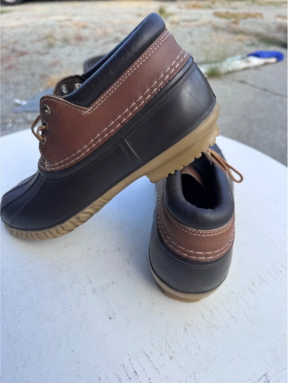 Vintage LaCrosse Duck Shoes Size 9 Brown Leather Rubber Made in USA